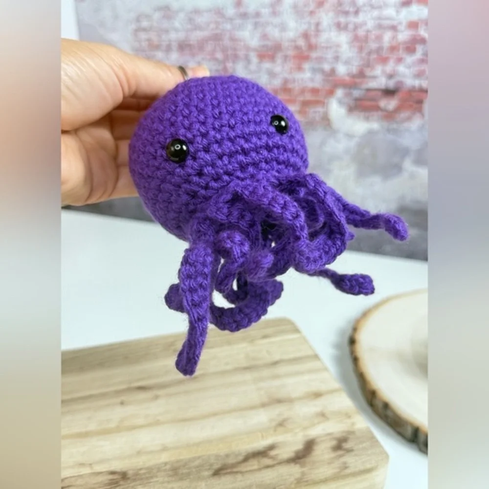 Handcrafted Jellyfish Purple Crochet Keychain